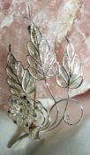 Finesse Vintage Malta Brooch Flower and leaf 7.57 gram scarf pin shawl pin