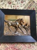 Antique Relief Picture Of Horse and foal, G Bommer, C1900