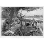 Original Antique Wood Block Engraving Double Page. The Henley Royal Regatta 1888