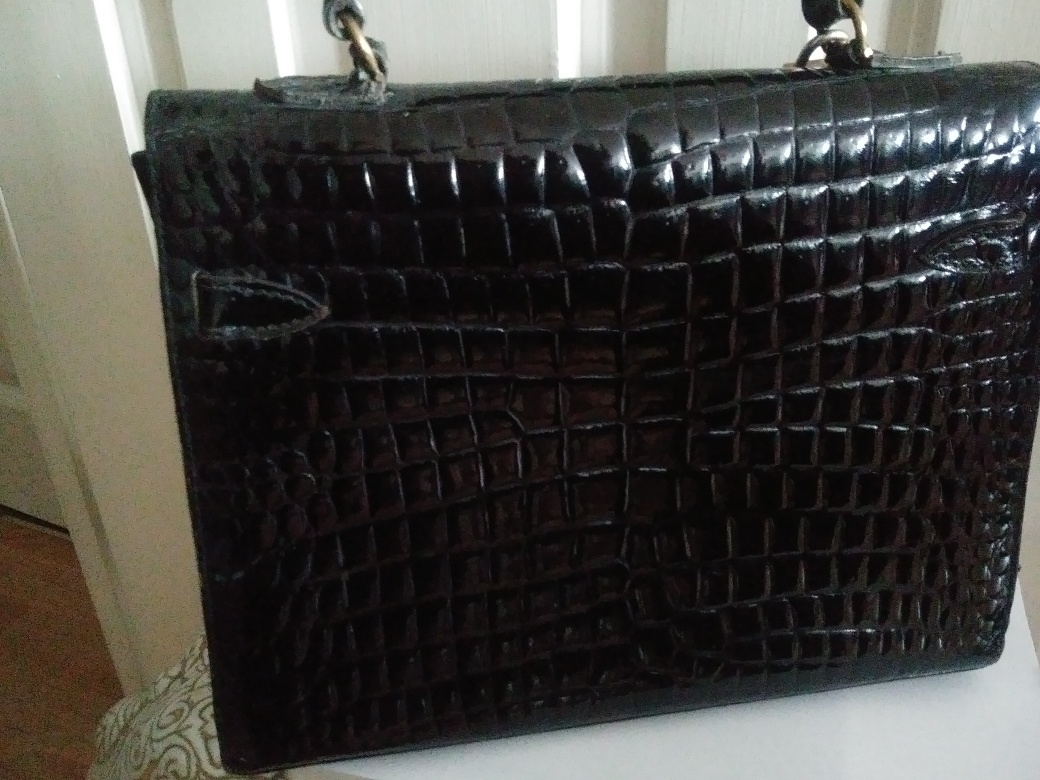 Kelly Style Crocodile Vintage Handbag - Image 3 of 12