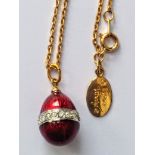 Signed Enamel Egg Pendant By Tatiana Faberge