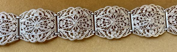 Vintage Intricate Filagree Silver Bracelet 1920c Maltese