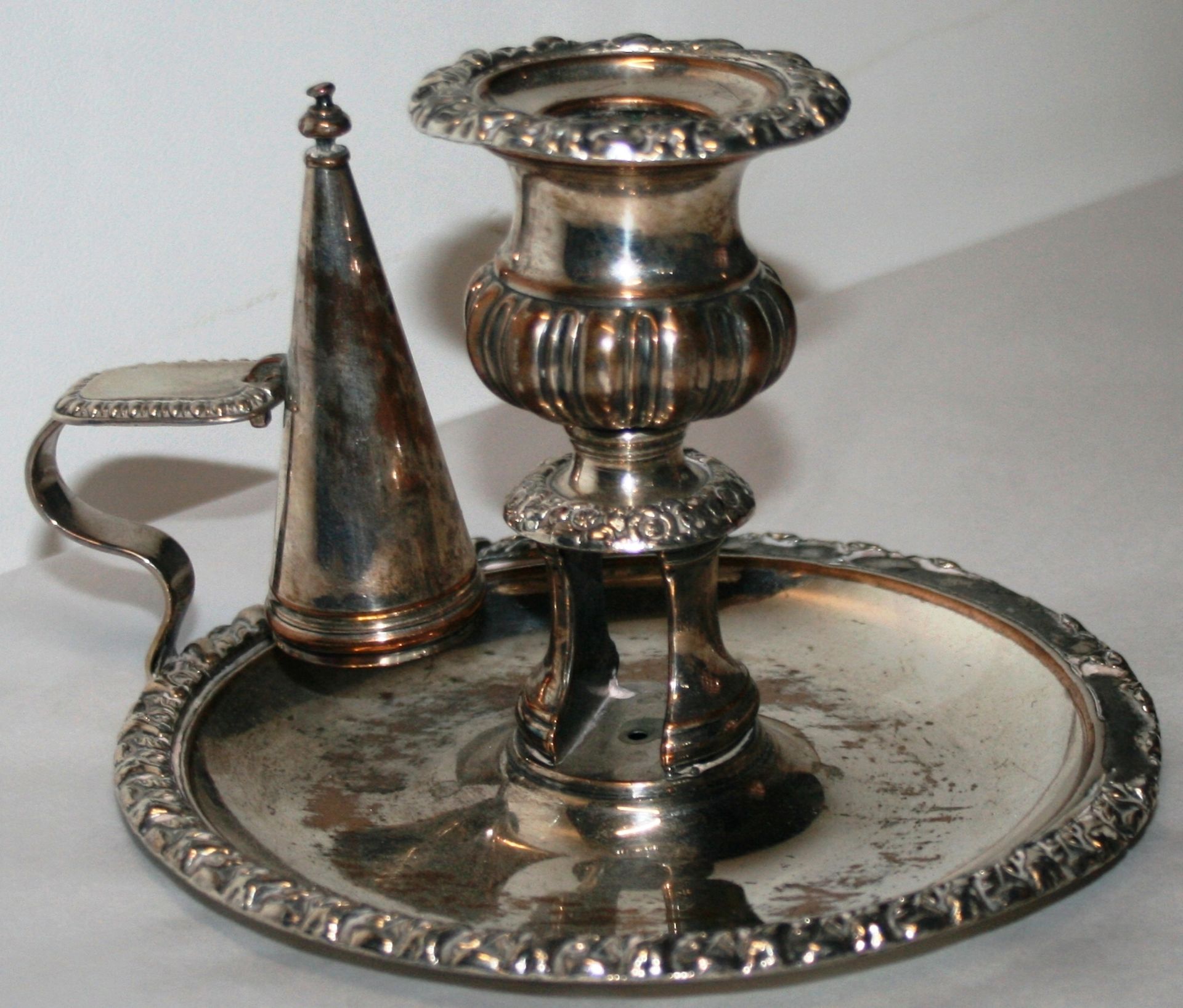 Antique Sheffield Plate Silver Candle Holder