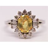 GIA Certified 2.03ct Untreated Yellow Sapphire & Diamond Ring