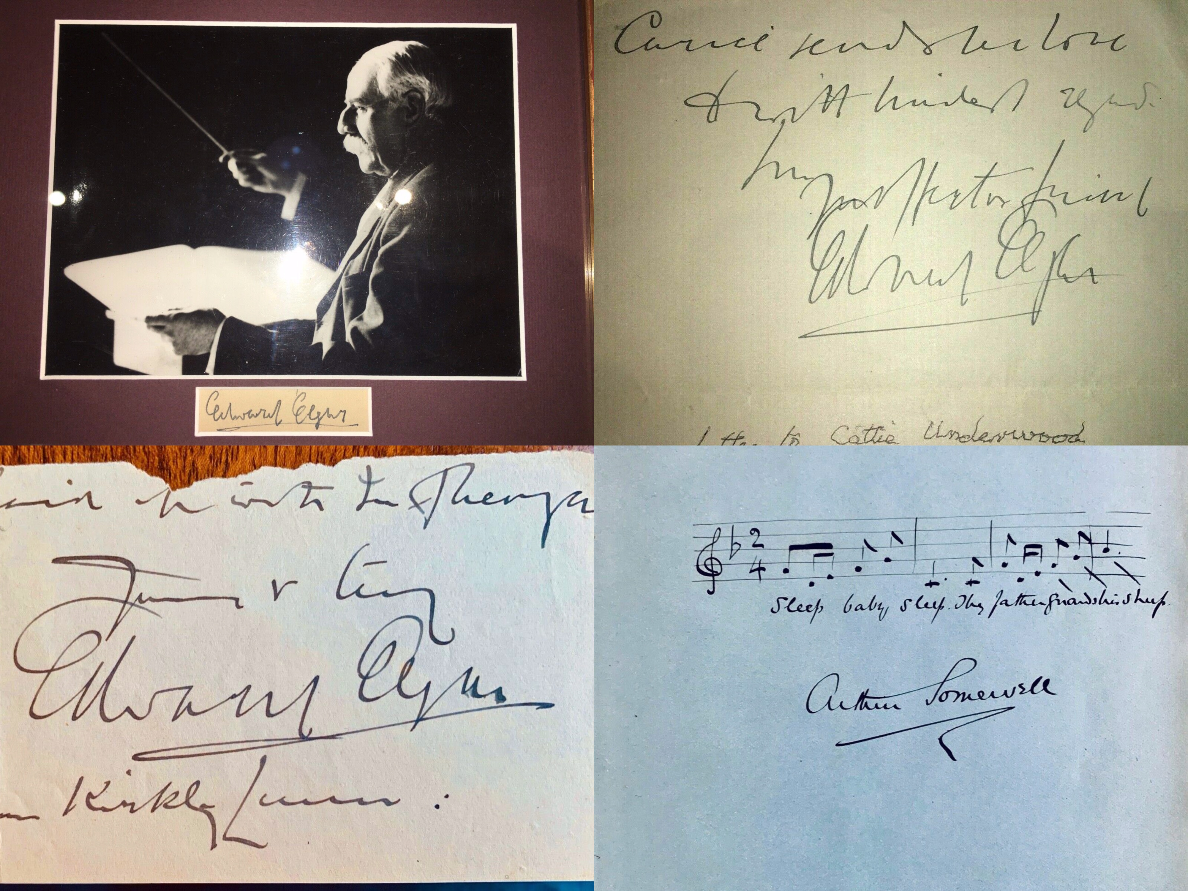 3 Edward Elgar & 1 Arthur Somervell Autograph