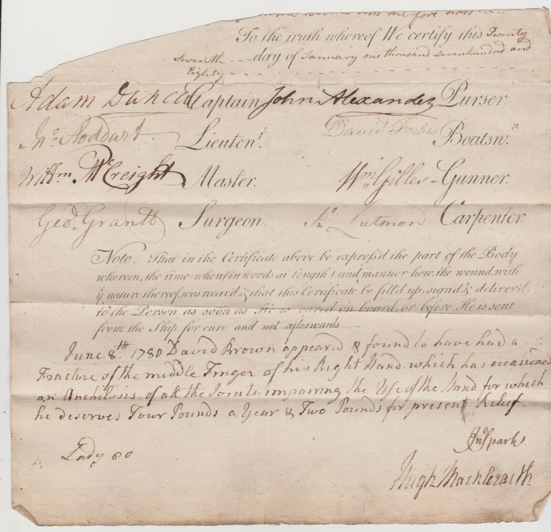 Admiral Adam Duncan + Admiral John Jervis Signed Navy Documents. The Battle of Cape St Vincent - Image 2 of 3