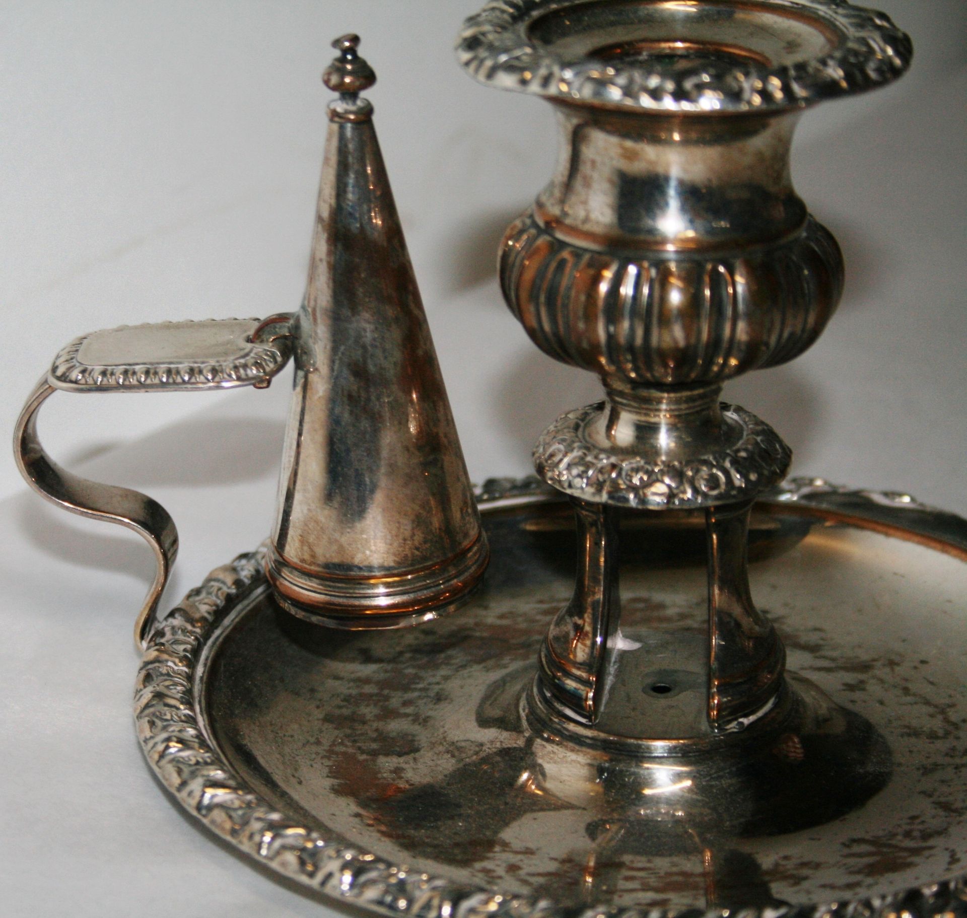Antique Sheffield Plate Silver Candle Holder - Image 4 of 4