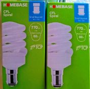 10x Homebase CFL Spiral Small Bayonet Bulbs