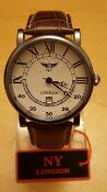 Brand New Ny London Gents Leather Strap Watch