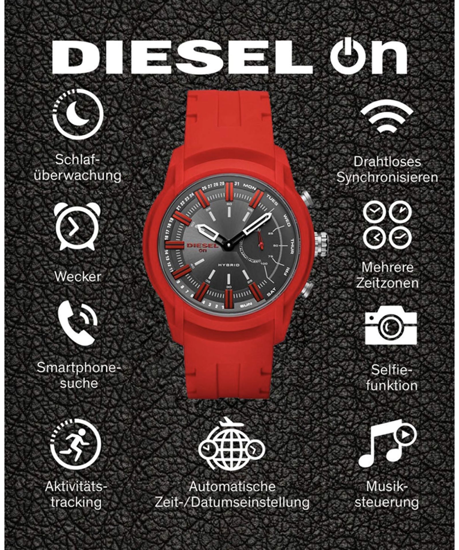 Diesel Men's Armbar Silicone Hybrid Smartwatch - Activity Tracker Compatible with Android and iOS - Image 3 of 4