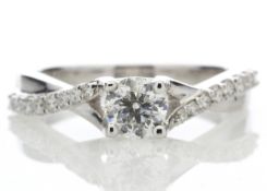 18ct White Gold Single Stone diamond Ring With Stone Set Shoulders (0.52) 0.72 Carats