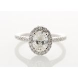18ct White Gold Single Stone With Halo Setting Ring (1.01) 1.28 Carats