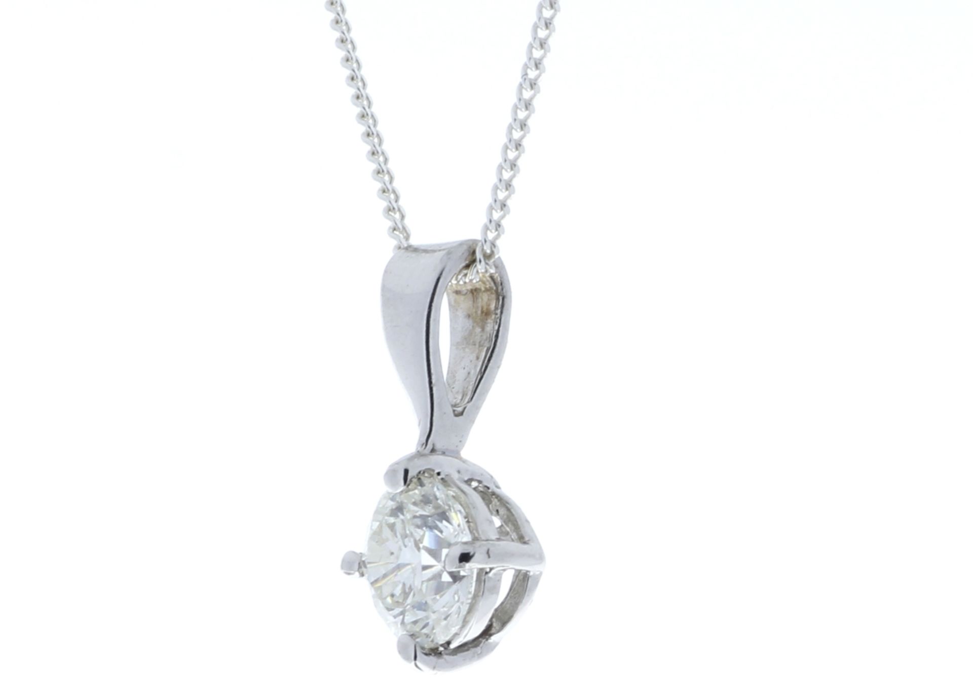 18ct White Gold Single Stone Wire Set Diamond Pendant 0.70 Carats - Image 4 of 5