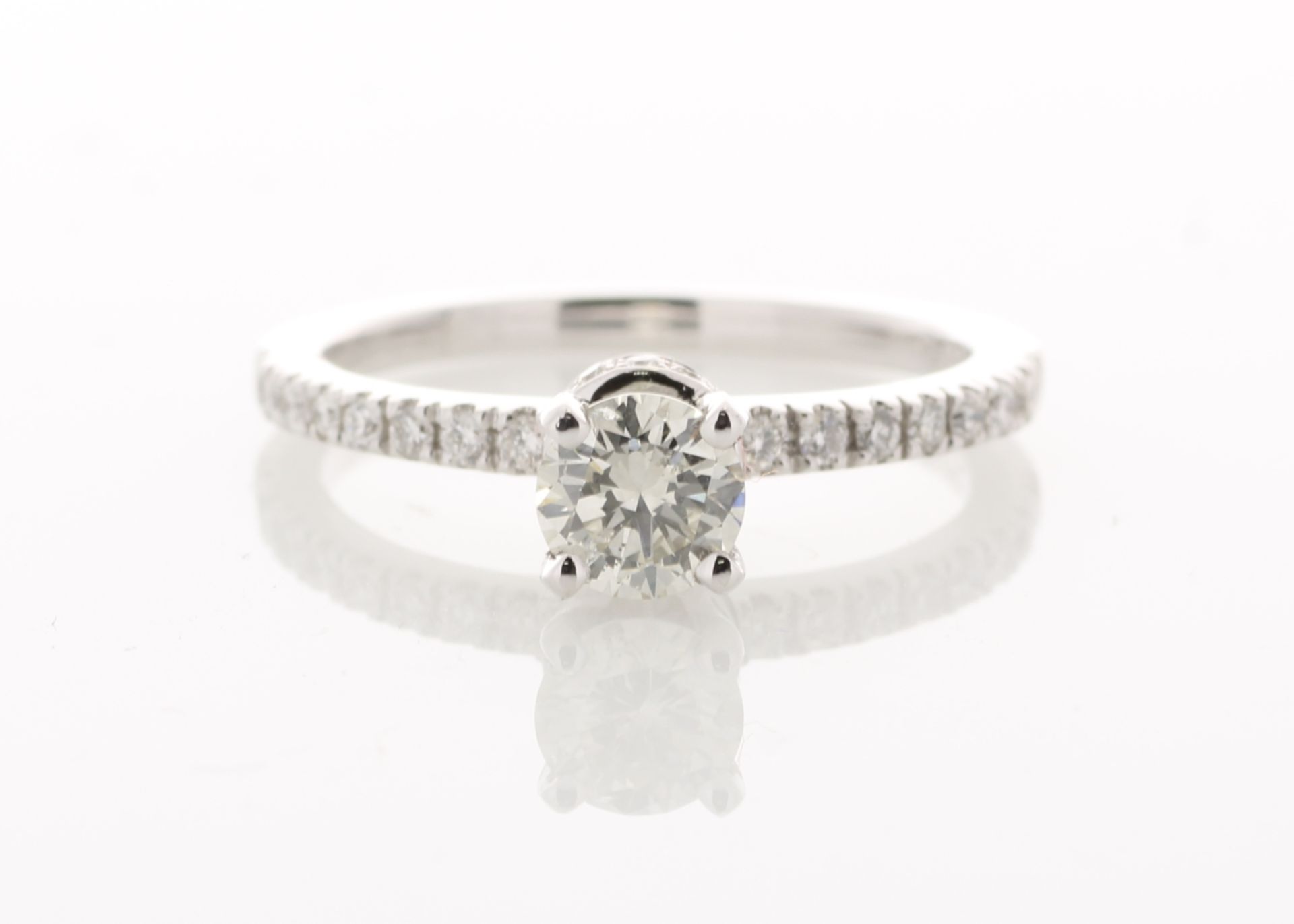 18ct White Gold Single Stone Prong Set With Stone Set Shoulders Diamond Ring (0.50) 0.73 Carats