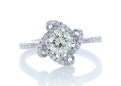 18ct White Gold Single Stone With Halo Setting Ring (0.70) 0.96 Carats