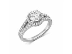 18ct White Gold Halo Setting Ring (0.33) 0.50 Carats