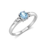 9ct White Gold Diamond And Blue Topaz Ring 0.01 Carats