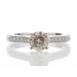 18ct White Gold Single Stone Claw Set Diamond Ring (0.91) 1.09 Carats