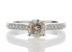 18ct White Gold Single Stone Claw Set Diamond Ring (0.91) 1.09 Carats