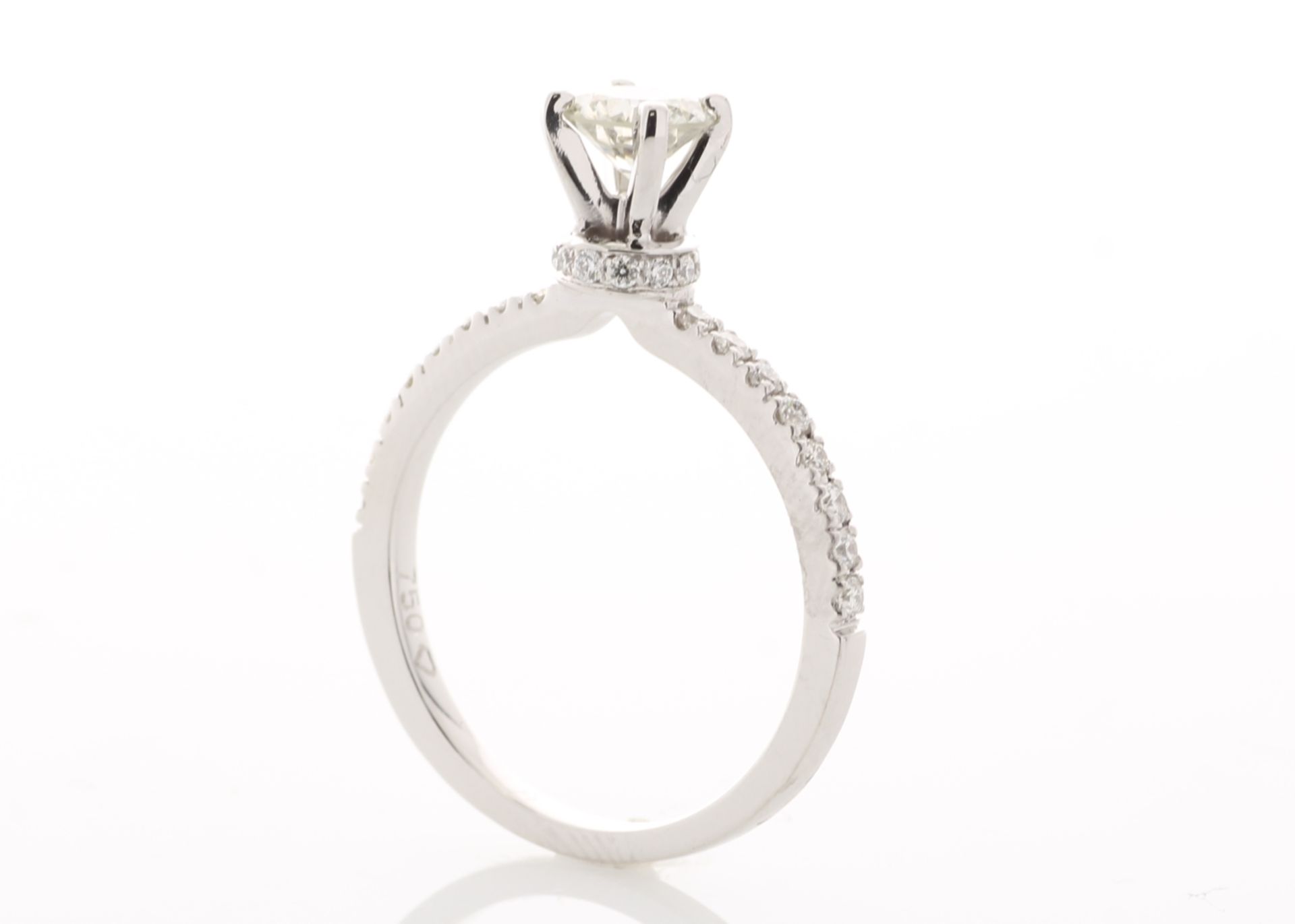 18ct White Gold Single Stone Prong Set With Stone Set Shoulders Diamond Ring (0.50) 0.73 Carats - Image 5 of 6