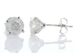 9ct White Gold Single Stone Prong Set Diamond Earring 2.01 Carats