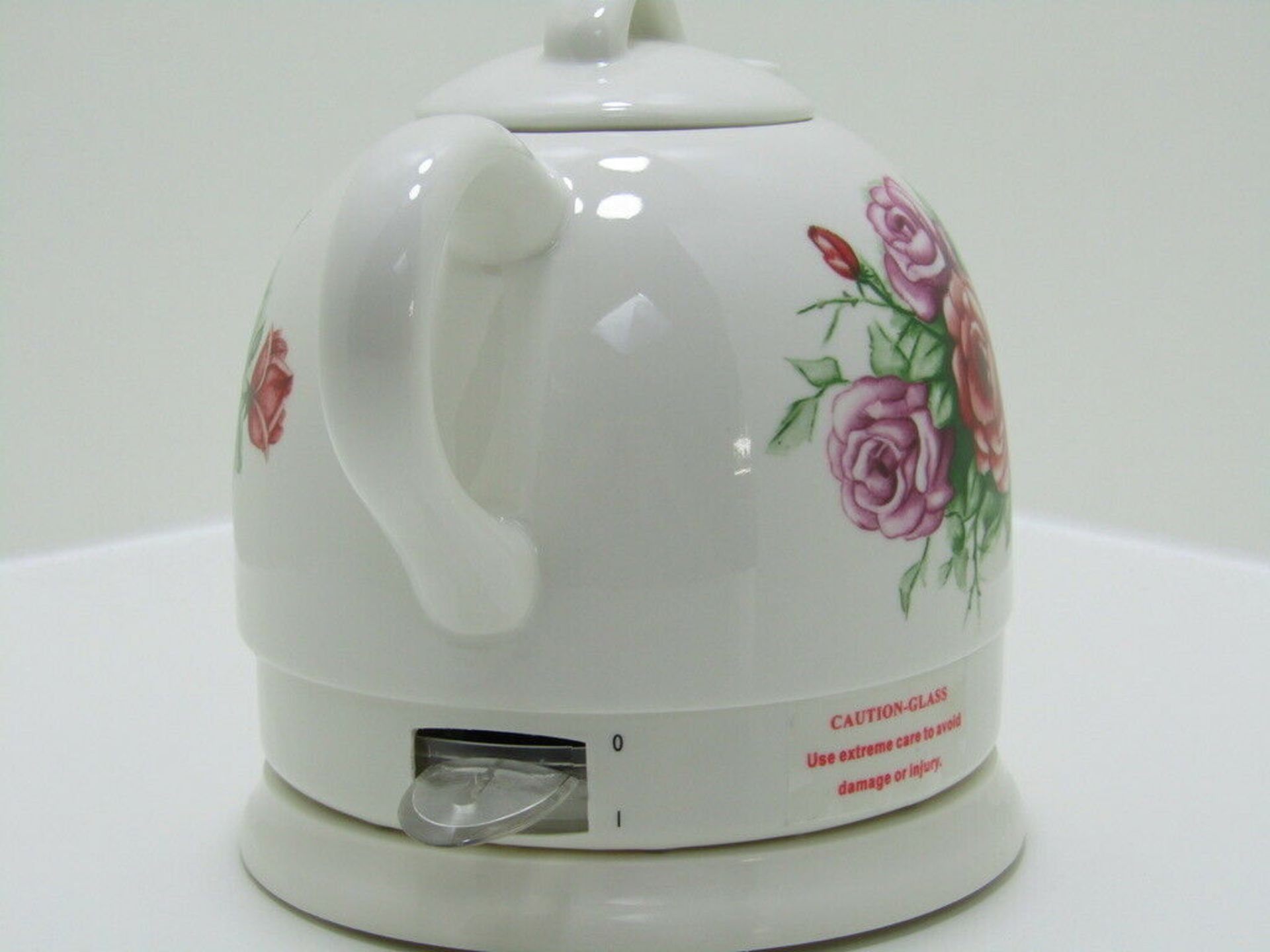 Country Rose Ceramic Kettle. White. Cordless. Tea Pot design. VJ905 - Image 8 of 8