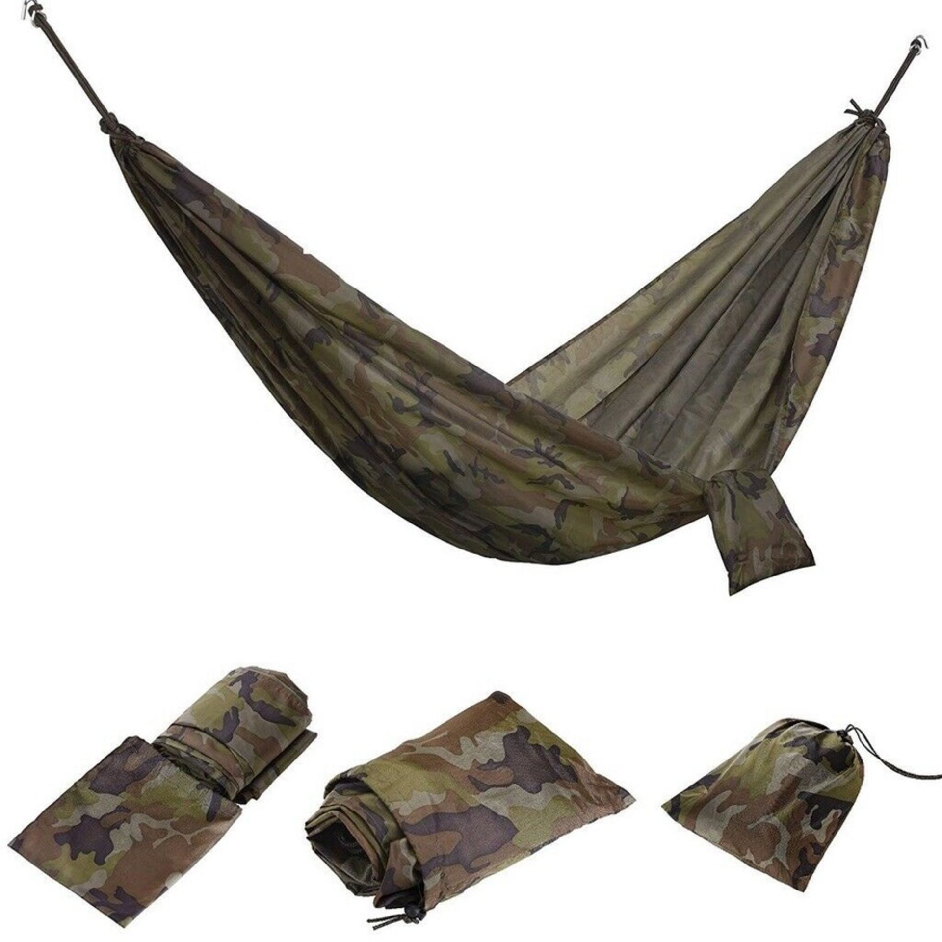 5 x VonHaus Single Outdoor Hammock With Heavy Duty Tree Straps. Camouflage Design