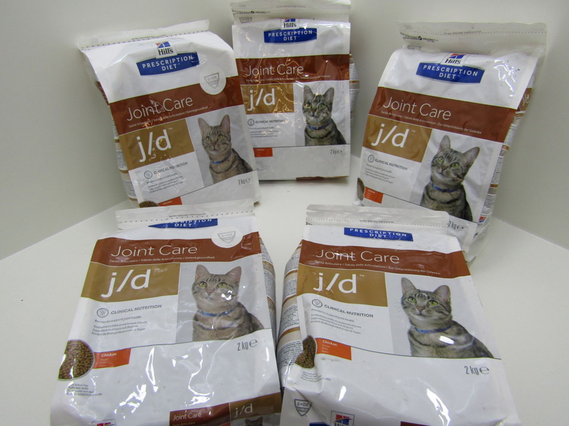 5 x Hills Prescription Diet j/d Joint Care Cat Food. Dry with Chicken 2kg each