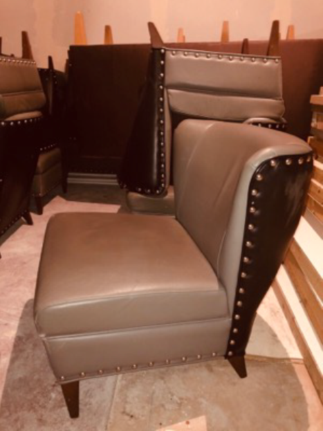 10x grey/olive studded morgan chairs - Image 2 of 3