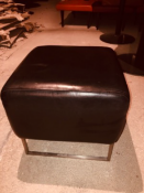 2x small black leather foot stool