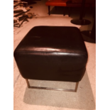 2x small black leather foot stool