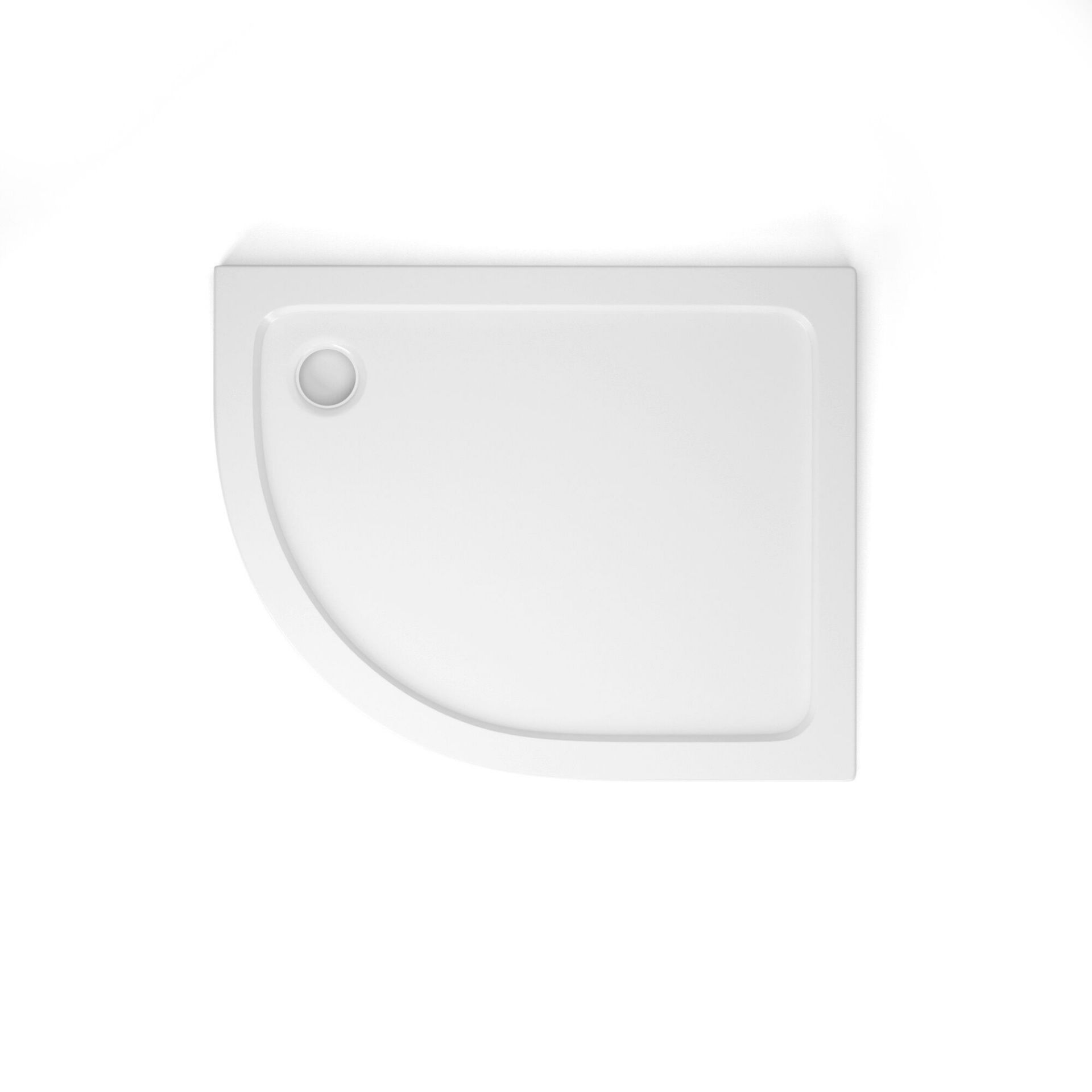 (MW196) 1000x800mm Offset Quadrant Ultra Slim Stone Shower Tray - Left. Constructed from acrylic