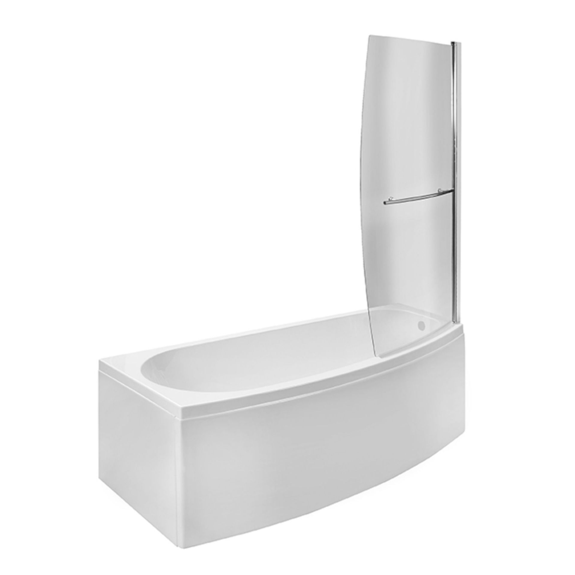 (KL193) 1700mm Right Hand Space Saver Shower Bath Screen Rail & Front Panel (Excludes End Panel). - Image 2 of 3
