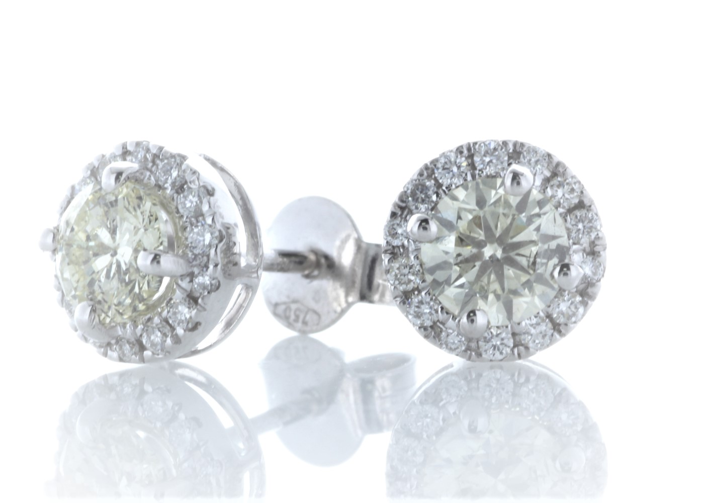 18ct White Gold Single Stone With Halo Setting Earring (1.01) 1.29 Carats - Image 2 of 3