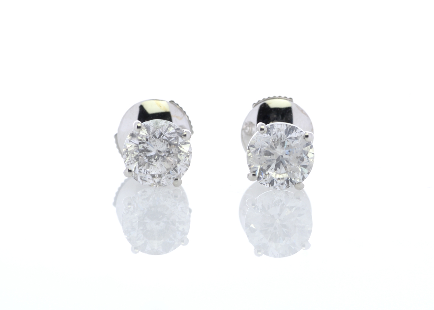 18ct White Gold Single Stone Claw Set Diamond Earring 2.21 Carats