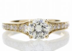 18ct Yellow Gold Single Stone Diamond Ring With Stone Set Shoulders (0.75) 1.06 Carats