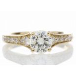 18ct Yellow Gold Single Stone Diamond Ring With Stone Set Shoulders (0.75) 1.06 Carats