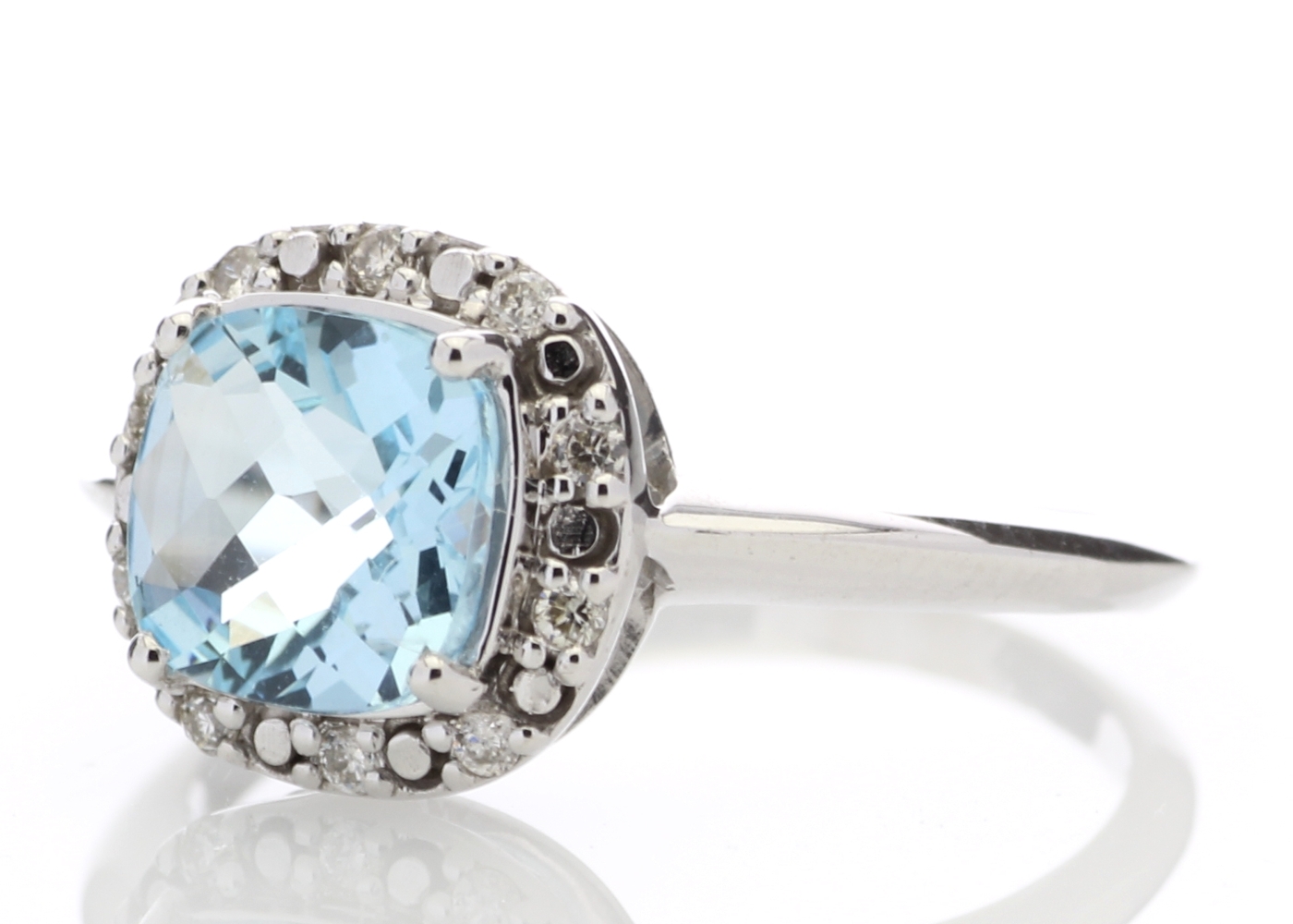 9ct White Gold Diamond And Blue Topaz Ring 0.10 Carats - Image 2 of 9