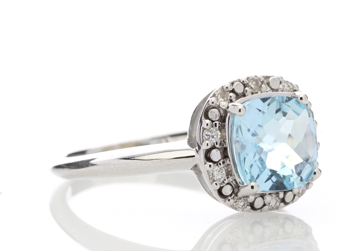 9ct White Gold Diamond And Blue Topaz Ring 0.10 Carats - Image 4 of 9