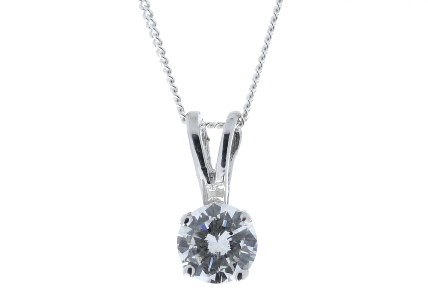 18ct Single Stone Claw Set Diamond Pendant 0.50 Carats