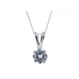 18ct Single Stone Claw Set Diamond Pendant 0.50 Carats