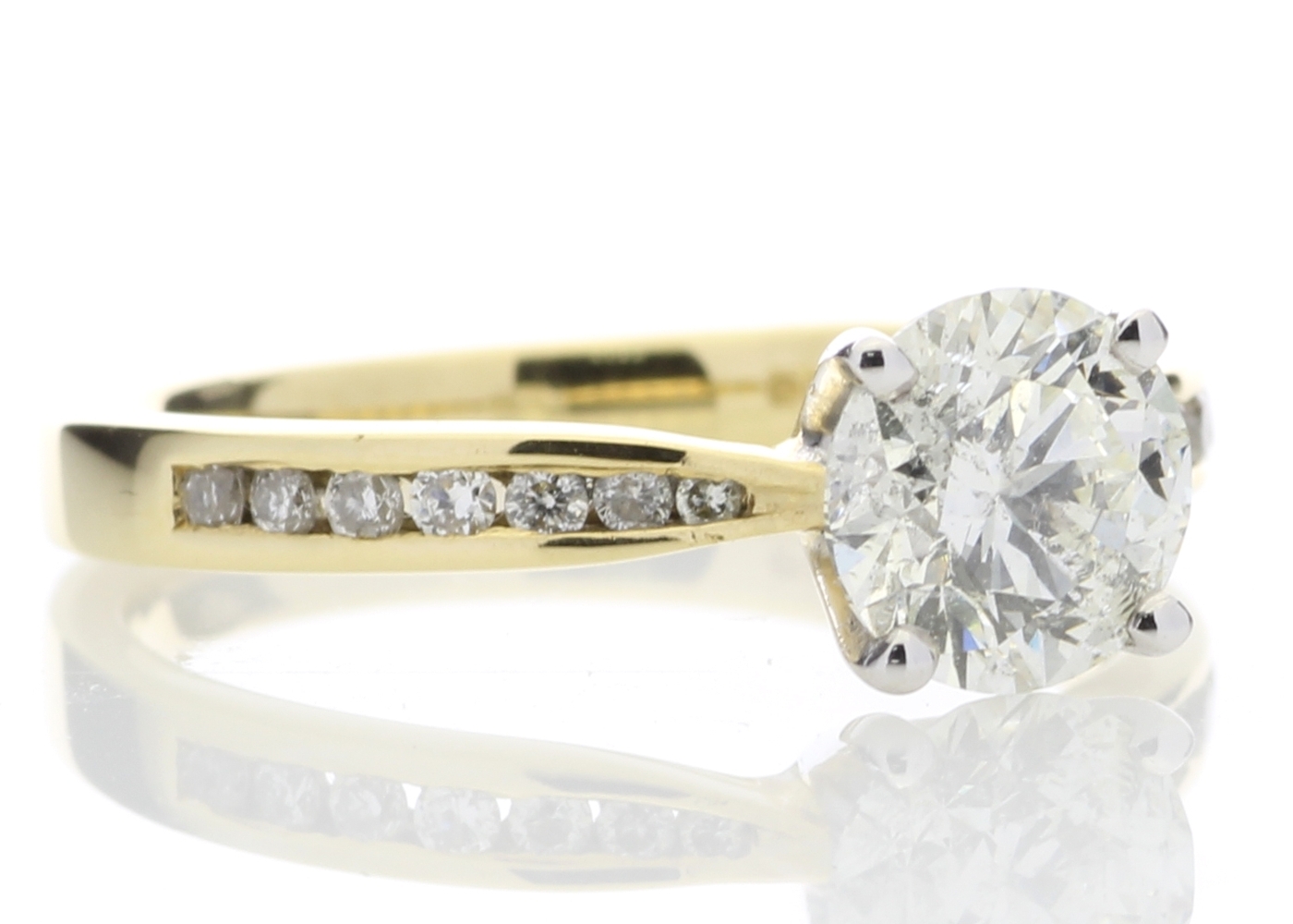 18ct Yellow Gold Single Stone Diamond Ring With Stone Set Shoulders (1.11) 1.28 Carats - Image 4 of 5