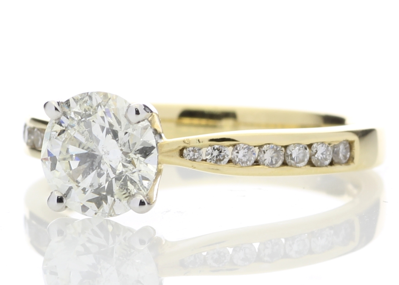 18ct Yellow Gold Single Stone Diamond Ring With Stone Set Shoulders (1.11) 1.28 Carats - Image 2 of 5