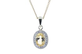 9ct Yellow Gold Diamond And Citrine Pendant 0.11 Carats