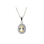 9ct Yellow Gold Diamond And Citrine Pendant 0.11 Carats