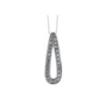 9ct White Gold Fancy Cluster Teardrop Shape Diamond Pendant 0.12 Carats