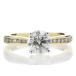 18ct Yellow Gold Single Stone Diamond Ring With Stone Set Shoulders (1.11) 1.28 Carats