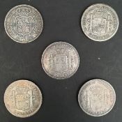 Collectable Spanish Coins 5 x Assorted c1800's Coins