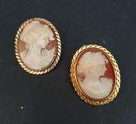 2 x Vintage 9ct Gold Cameo Brooches