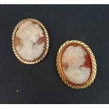 2 x Vintage 9ct Gold Cameo Brooches